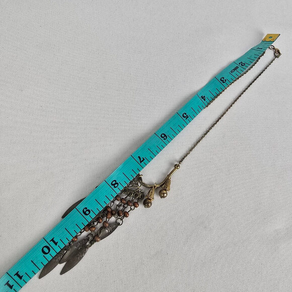 Vintage Reworked Gold Tone Fringe Pendant Necklace - Picture 7 of 7